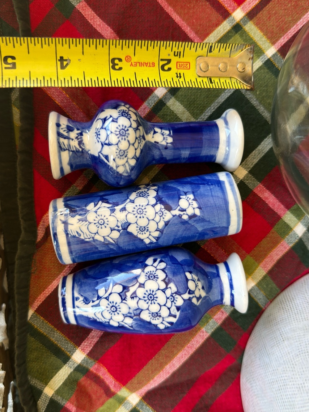 Blue and White Floral Ceramic Vases - Set of 3